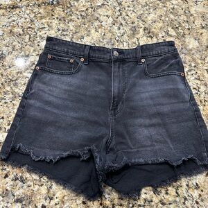 American Eagle Women's Black Denim Shorts Highest Rise 90’s Boyfriend Cut Off 8